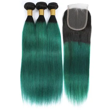 Hot Selling Full Cuticle One Donor 100 Virgin Brazilian Hair Wholesale Ombre Green Straight Hair Bundles