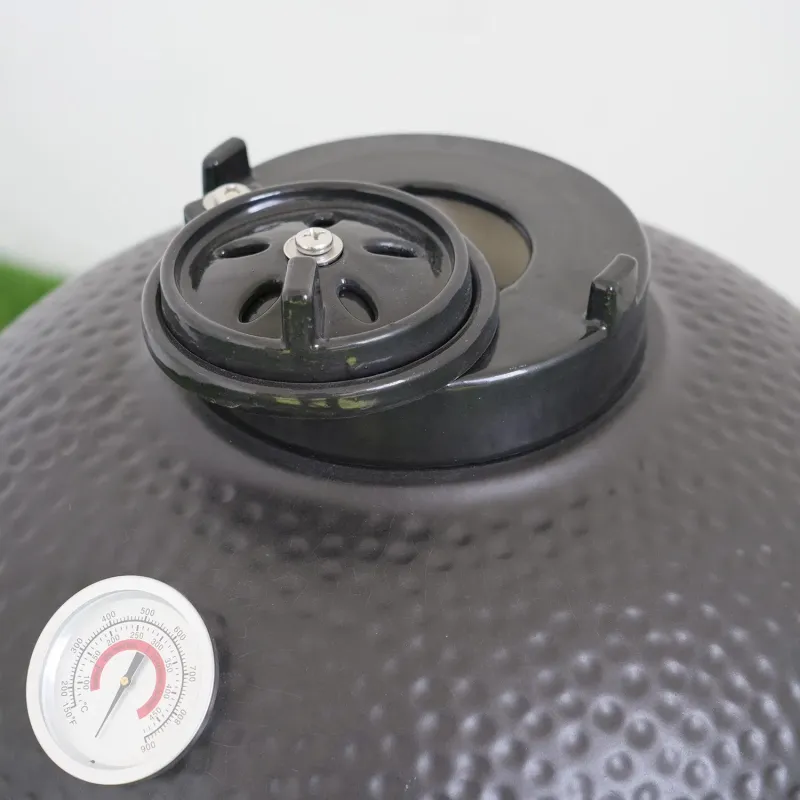 Classic Matte Black Kamado Grill with Cast Iron Vent