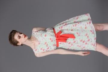 Floral Printed Chiffon Mini Dress With Belt
