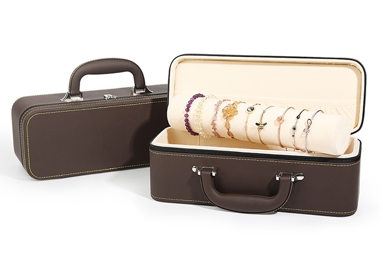 Custom Green leather Jewelry Organizer Case Box
