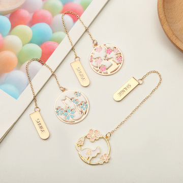 Cute Cartoon Sakura Pet Metal Bookmark - Kawaii Stationery