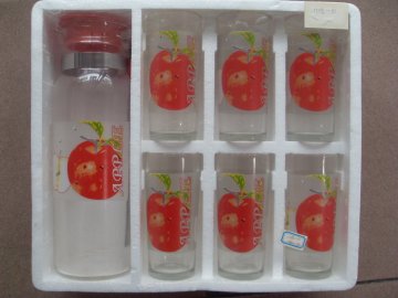 Round Decal Logo Drinking Glass Cup And 1l Jar Decal Logo Printing Set / Sets Of 6