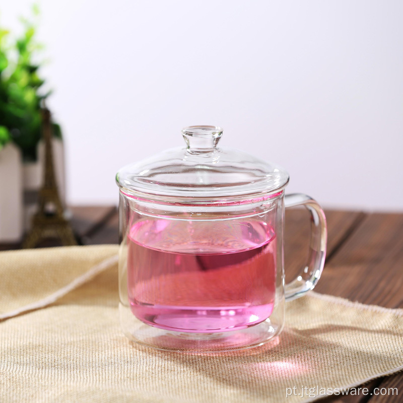 Copos de café de vidro para beber com tampas