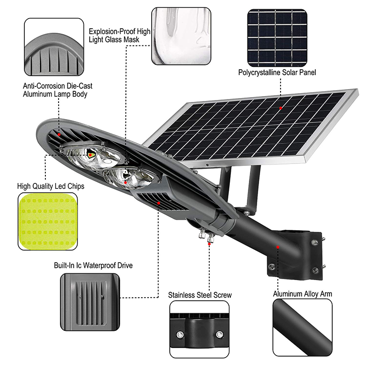 ماء ip65 50w الألومنيوم أدى ضوء الشارع الشمسية