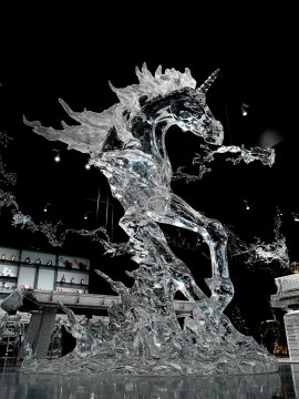 Water Splash Unicorn Crystal Half-Body Sculpture