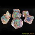 Bescon Shimmery Dice Set Bronze-Golden, RPG 7-dice Set in Brick Box Packing