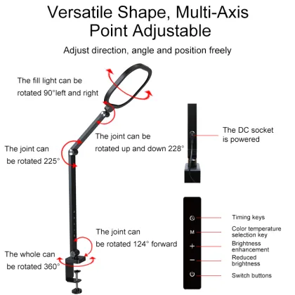Swing Arm Desk Lamp with Clamp for Video Conferencing and Zoom
