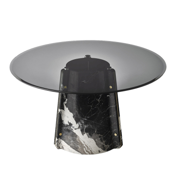 Modern Light Luxury Marble Tempered Glass Dining Table