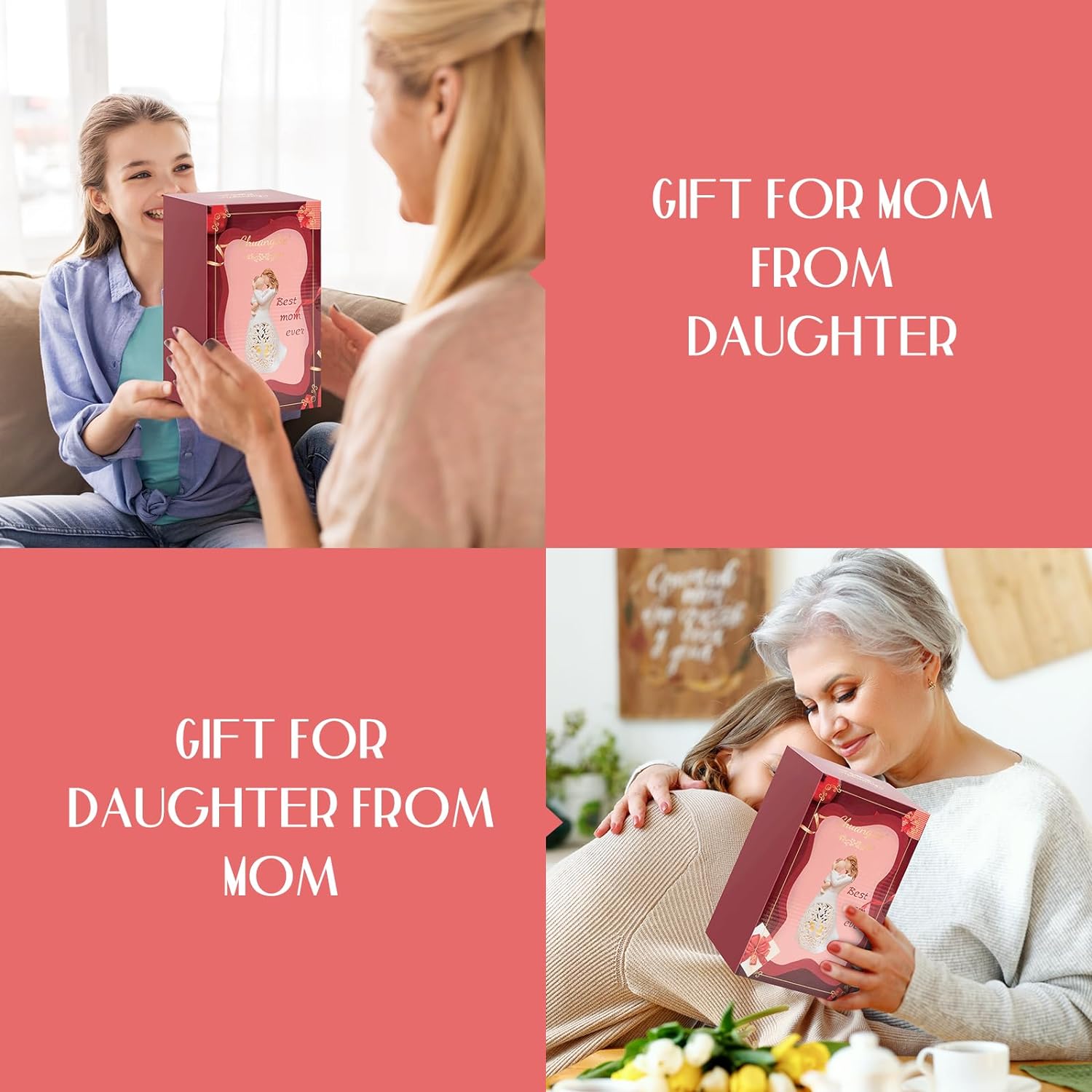 Flickering LED Candle Holder Statue for Mom and Child