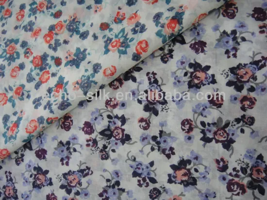 new design flower silk cotton fabric