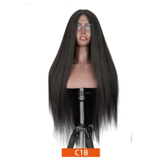 41inches fake scalp lace Yaki Straight Ombre color middle Part Pre plucked Hairline High Temperature Synthetic lace frontal Wig