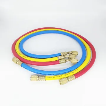 Sino Cool CT-372A Manifold Gauge Charging Hose (Red, Yellow, Blue Rubber) for R22, R410, R134A AC