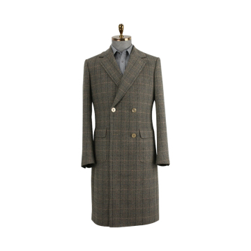 Customized 2021new design fashion plaid wool coat long wool blend fabric mens overcoat