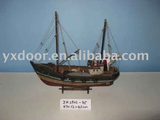 wooden fish boat model 45CM (2902-45)ship model