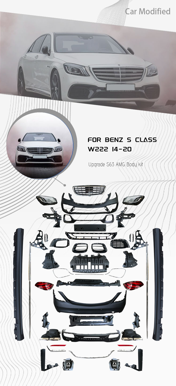 Leishuo S63 Amg Body Kit For Mercedes Benz S Class W222 14-20, High ...