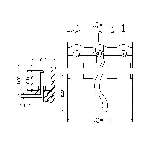 AT2500R-7.5／7.62XXXX-MN Plug-in Terminal Block Open Right-Angle Pitch7.5／7.62 