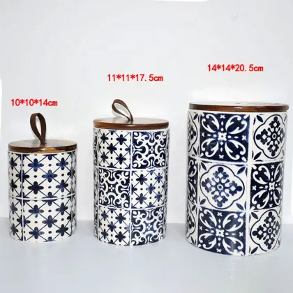 Nordic Ceramic Cookie Jar with Bamboo Lid