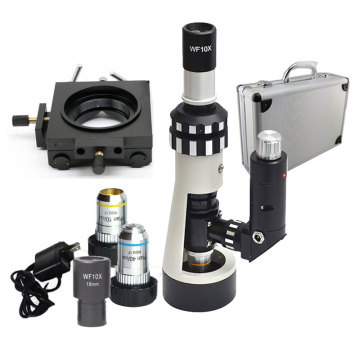 Portable 100X-400X Zoom Metallographic Microscope with LED - Includes Aluminum Box and Magnetic Base