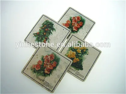 Colorful Customized White Marble Beer and Wine Cup Mat