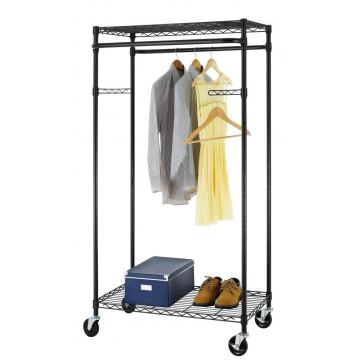 Ny 2-Tier Rolling Dress Clothing Plaggställ