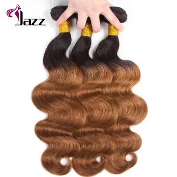 Two tone ombre color 1b/27 and 1b/30 human hair bundles with lace frontal closure