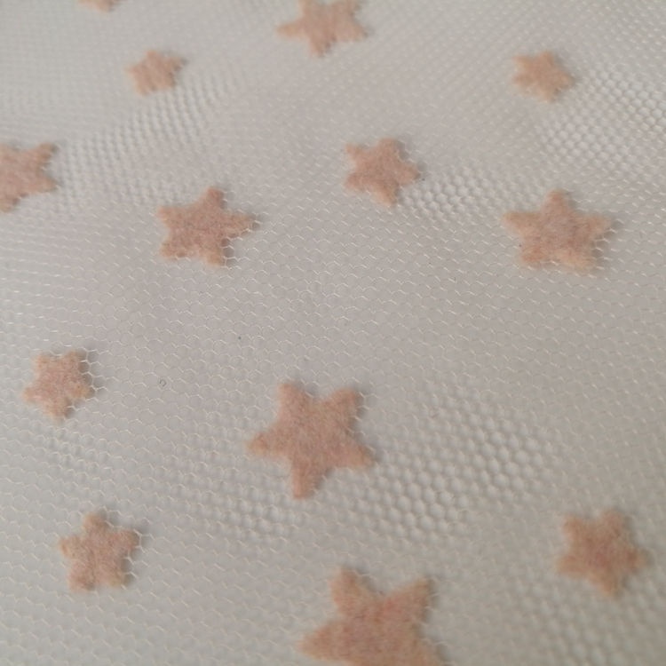 100% Polyester Little Star Tulle Dress Flock Fabric