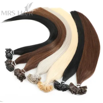 MRSHAIR Brazilian Human Hair Extensions Pre Bonded Remy Hair Straight Keratin Bond Flat Tip Hair Extensions
