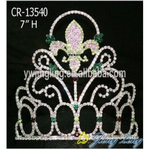 Custom Clear and green rhinestone pageant flower crowns