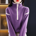 Turtleneck pullover zipper sweater woman