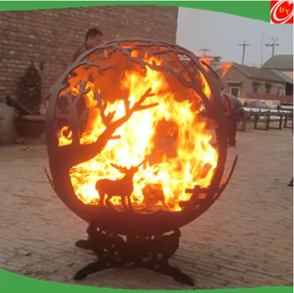 Art sculpture carbon steel fire pits ,steel sphere fire pits for outdoor decoration