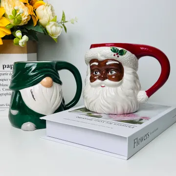 Hot Selling Santa Claus Ceramic Beer Mugs with Large Capacity for Christmas Party Decorations