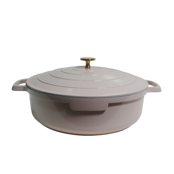 White Cast Iron 34cm Shallow Soup Dish - Classic Style Casserole