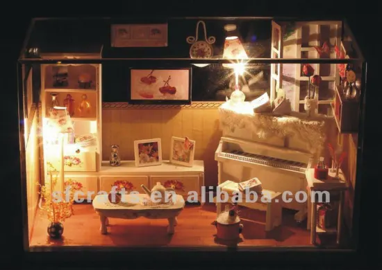 cozy wooden house with light