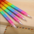 1pc Plastic Colorful Stacker Swap 8Color Section Building Block Non-sharpening Pencil Multifunction Pencil for Office Stationery