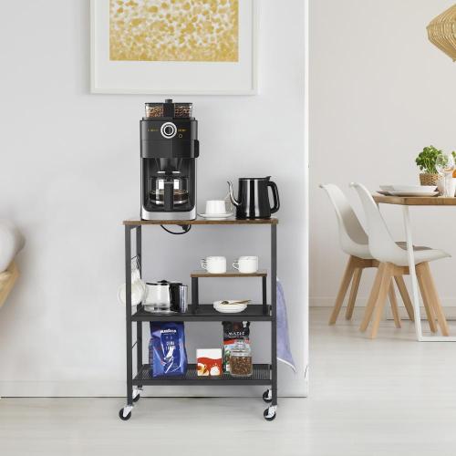 3-Tiers Microwave Oven Stand with 10 S-Hooks