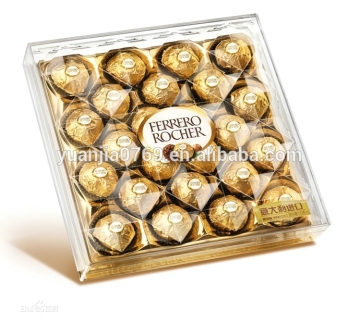 custom square clear pvc boxes for 24 pcs chocolates packaging