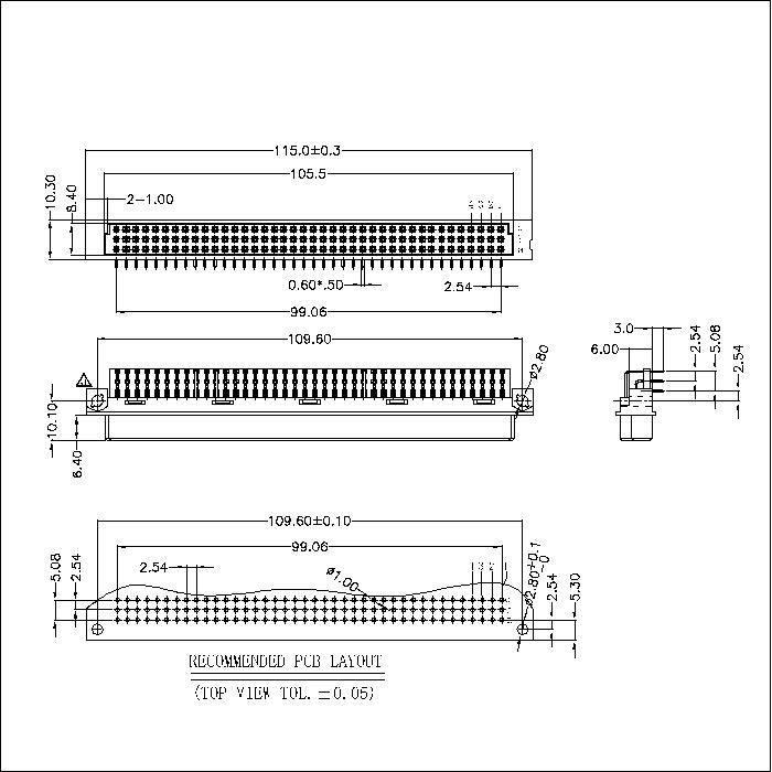 DFR-120-AJX-504 DIN 41612 Right Angle Female Type R Connectors 120 Positions