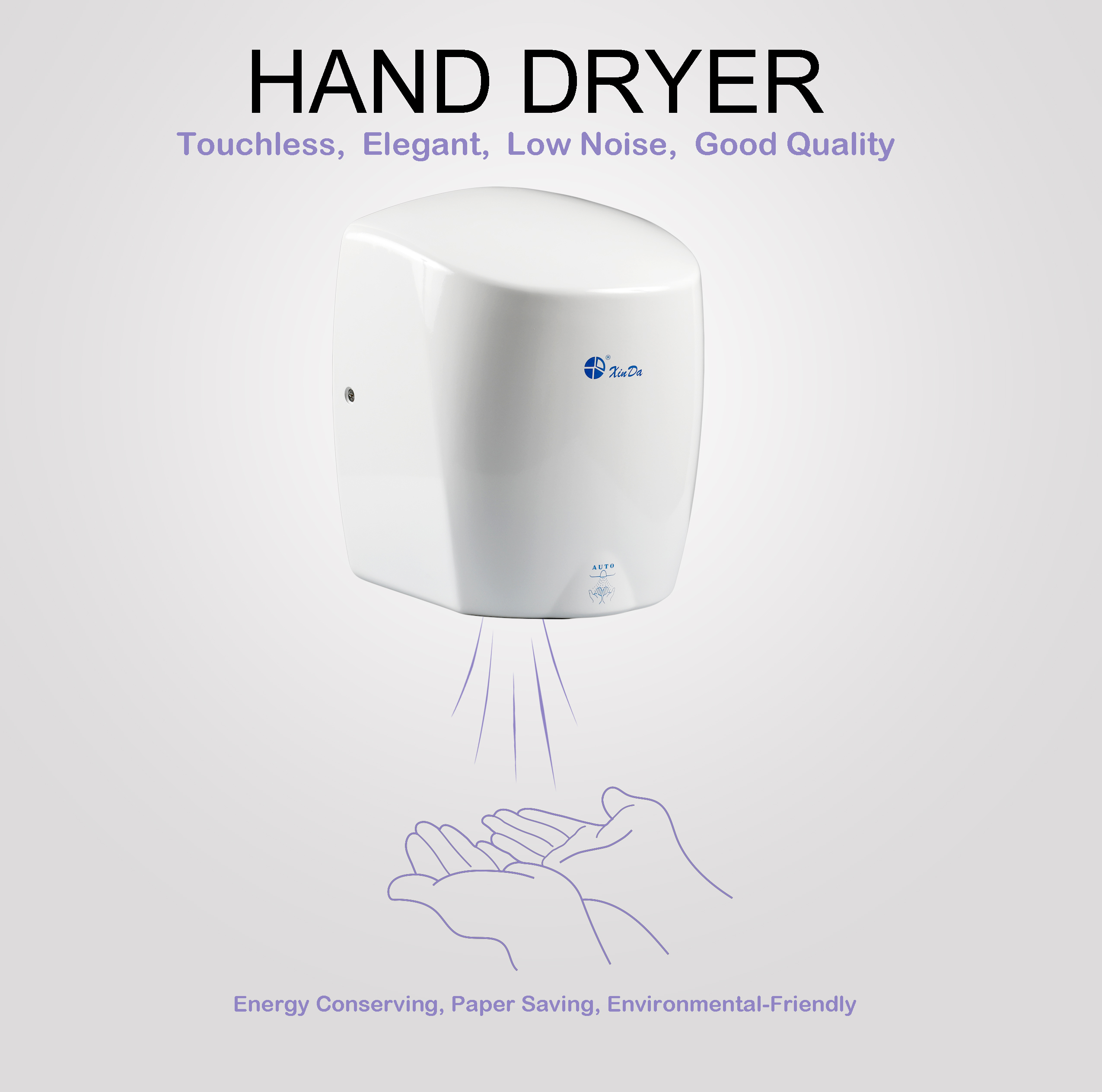 Cylindrical hand dryer with infrared sensor