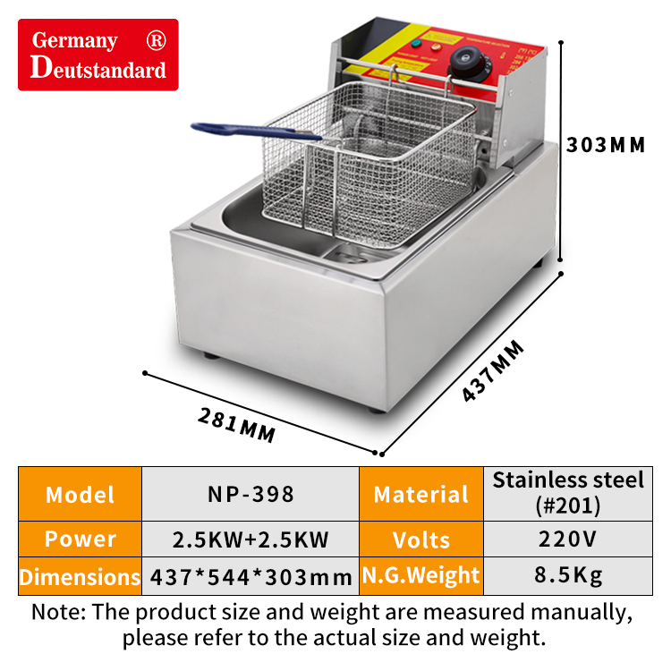 One Tank Electric Deep Fryer Professional Tabletop Restaurant kitchen Frying Machine