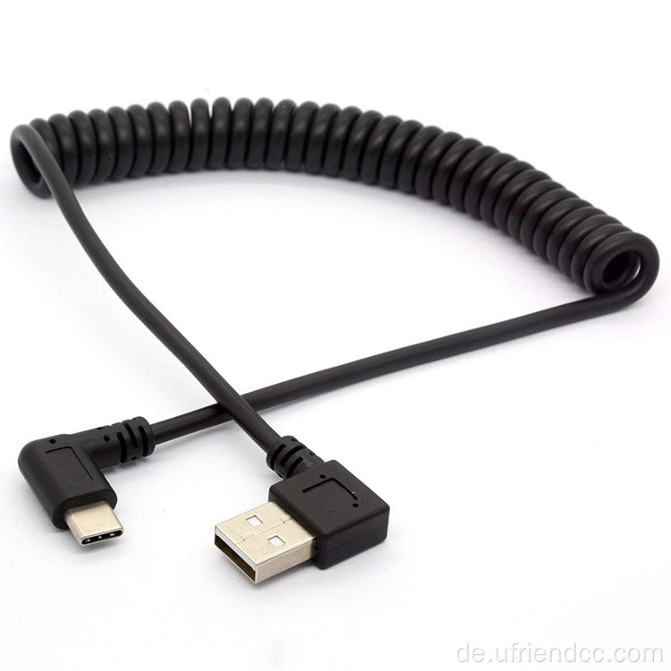 Custom 90-Grad Feder Coiled USB-C-Verlängerungskabel