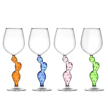 Cacto colorido exclusivo, copo de vinho tinto
