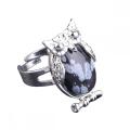 Assorted Natural Snowflake Obsidian Rings Owl Shape Ring for Women Quartz Crystal Heart Rings for Women Wedding Adjustable ring