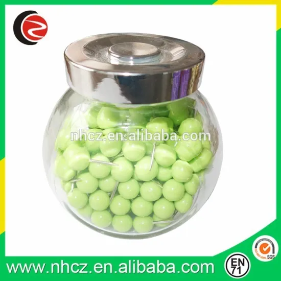 Customized hot sale green color ball push pins