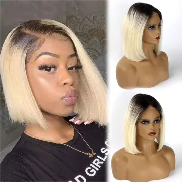 Transparent 13x4 lace front bob wig,cuticle aligned virgin 613 human hair hd lace frontal wig,613 lace front bob wig