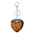 Yellow Tiger Eye Stone Antique Silver Alloy Heart Pendant Necklace 45cm Black Cord