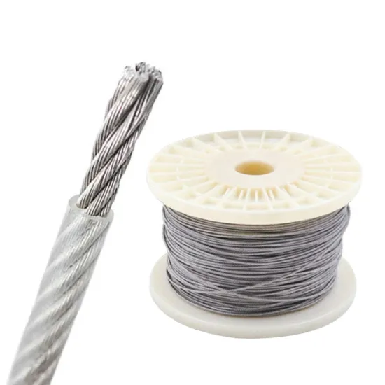 7x7 Wire Rope: 3/32\" x 3/16\" PVC Coated Galvanized Steel Aircraft Cable - Metal Rope Diameter 3/32\" (2.38mm)