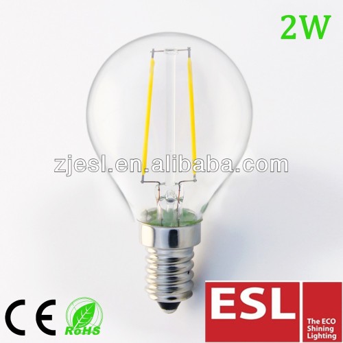 TUV CE ROHS CERTIFICATE G45 2W LED bulb filament