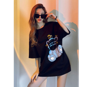 Customized Women's Cotton Round Neck Oversized T-shirt with Sublimation Printing, Cool Summer Style, XXS Size