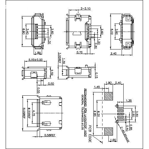 MUFM14 14-MICRO USB SMT 5F RECEPTACLE AB TYPE WITH POST MUFM14 14-MICRO USB SMT 5F RECEPTACLE AB TYPE WITH POST 
