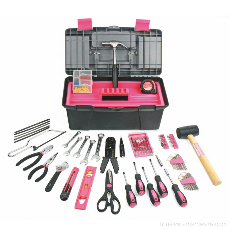 Boîte à outils de kit d'outils de couleur rose 70pcs
